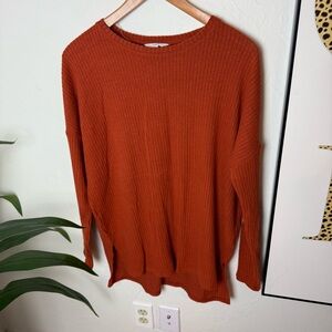 Time & Tru Rust Ribbed Knit Tunic – Size Small